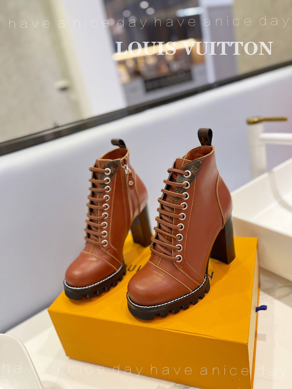LV Star Trail Ankle Boot 9.5cm Brown Cowhide 573988