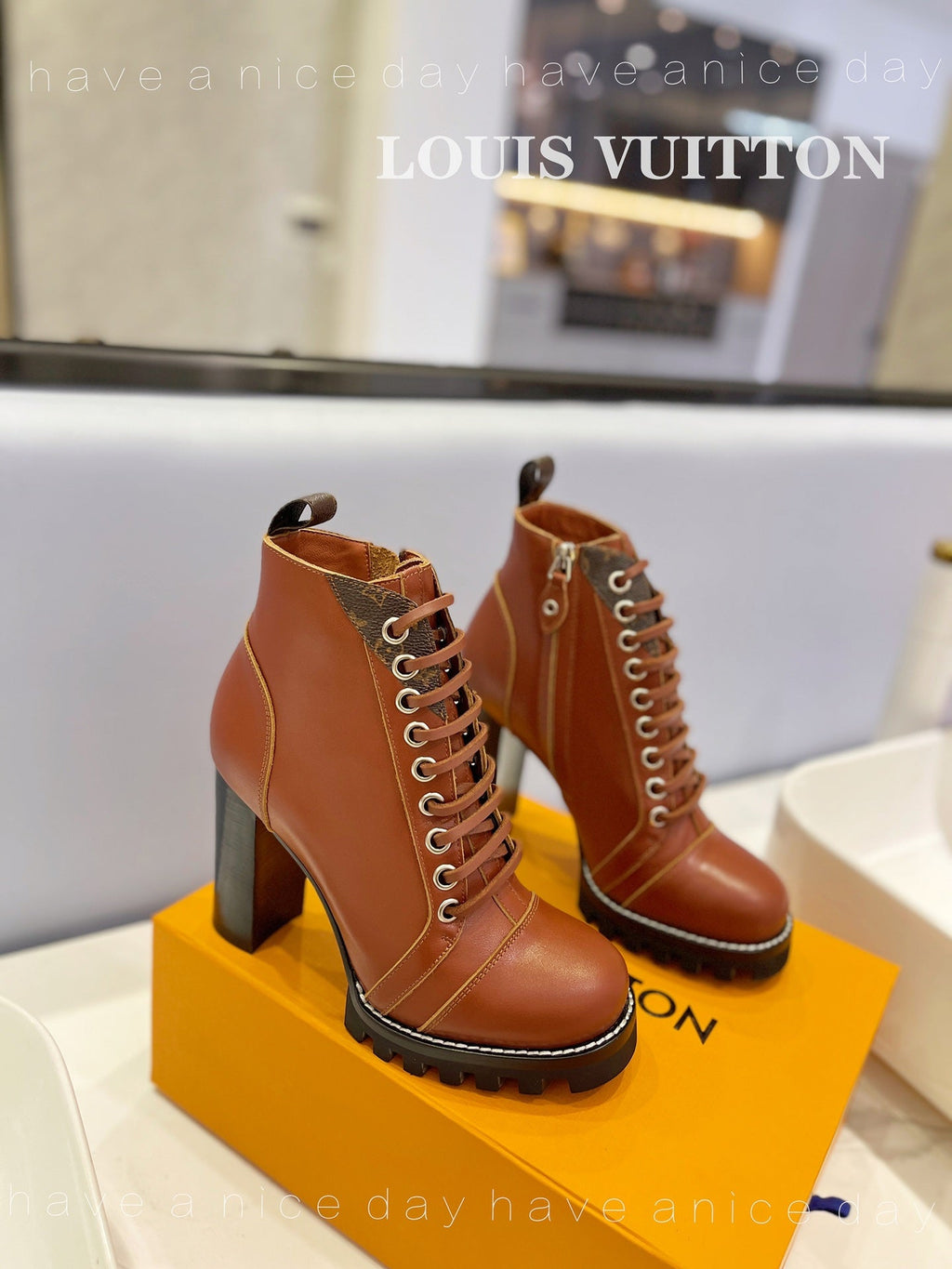 LV Star Trail Ankle Boot 9.5cm Brown Cowhide 573988