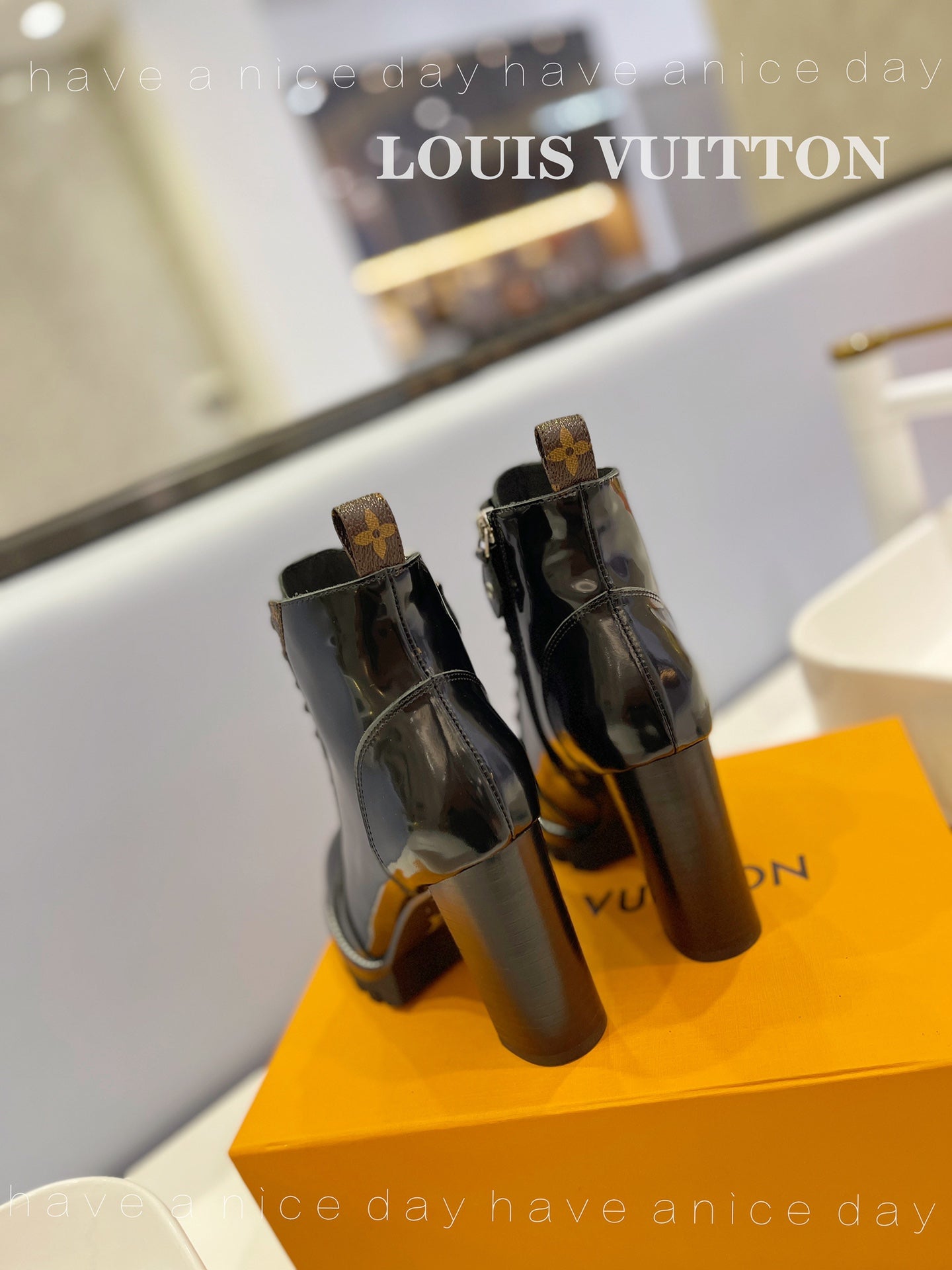 LV Star Trail Ankle Boot 9.5cm Black Patent Leather 573987