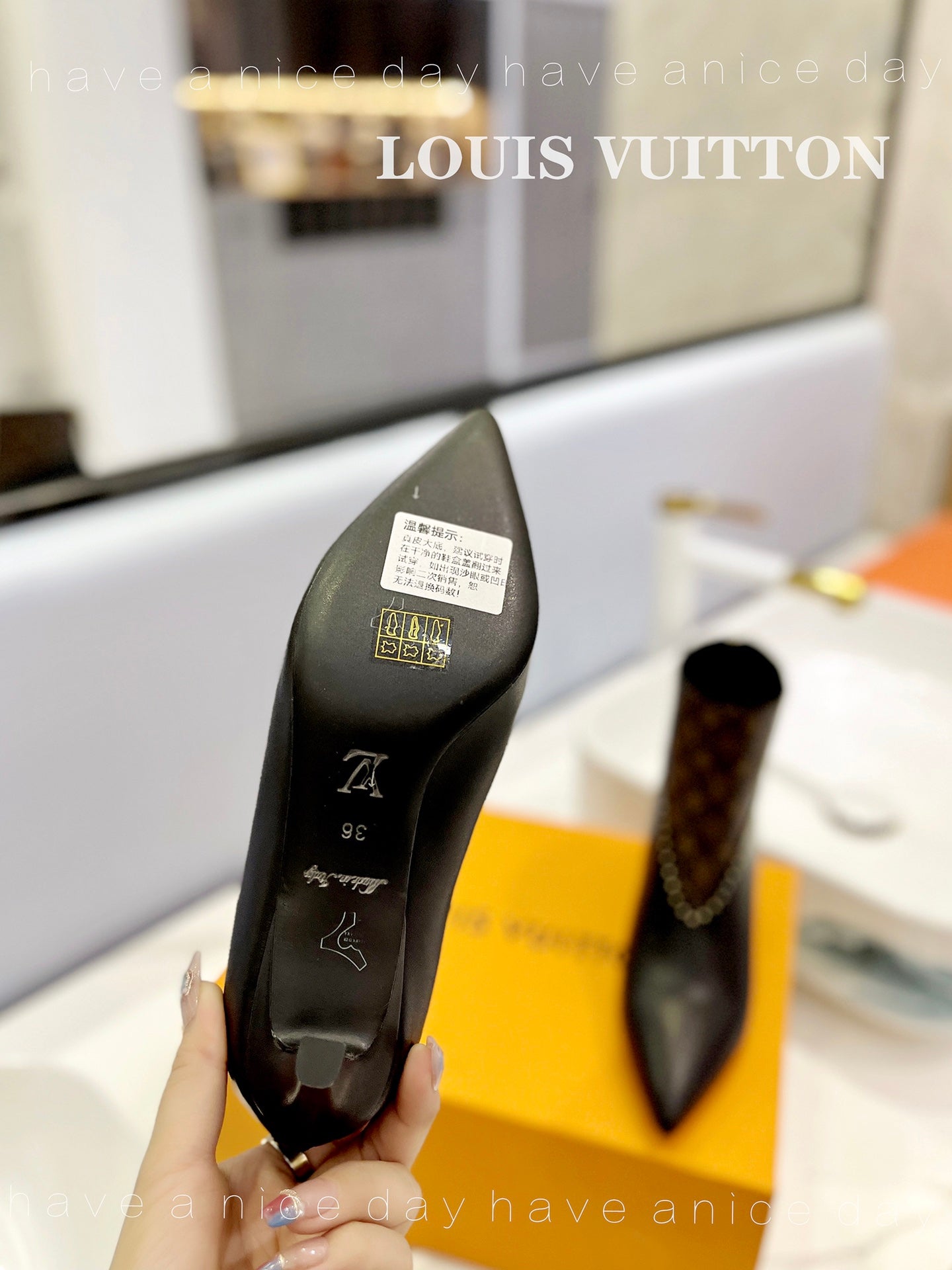 LV Cherie Ankle Boots 4.5cm Black Calfskin Monogram Canvas