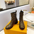 LV Waist Side Ankle Boots Brown Monogram Canvas