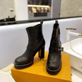 LV Star Trail Buckle Detail Boots 10.5 Black Cowhide 573943