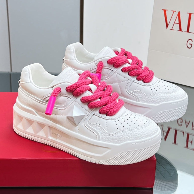 VT 2025 Garavani Sneakers White Pink Cowhide 546989