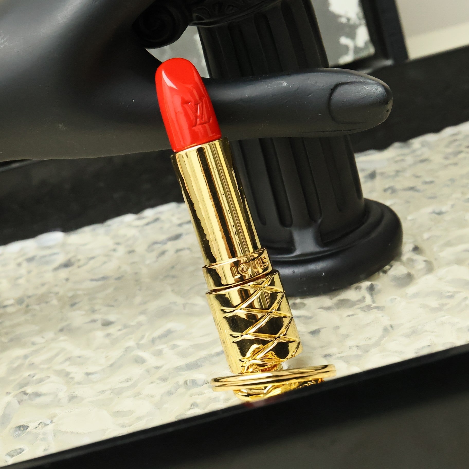 LV Gold Lipstick Bag Charm Keychain