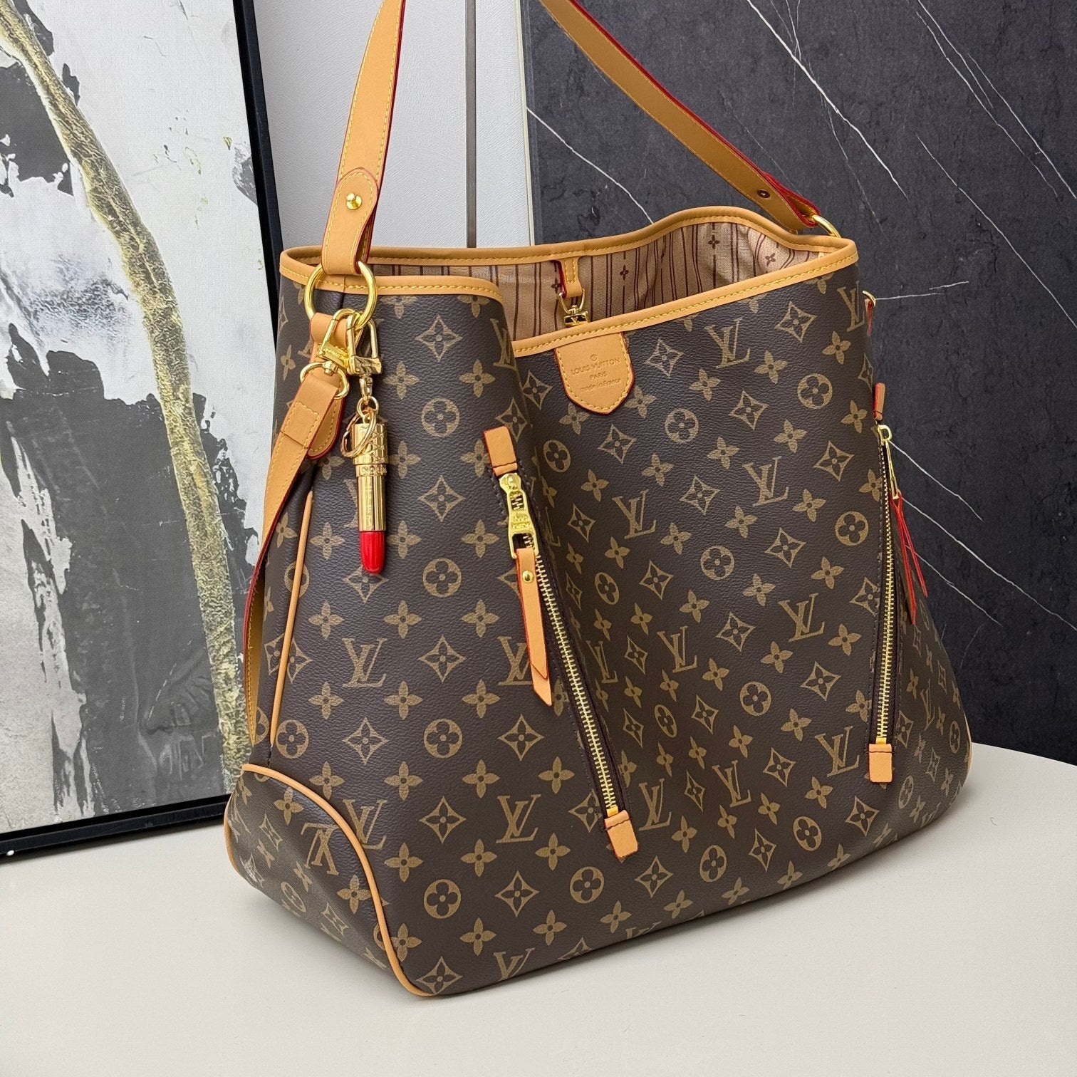 LV Gold Lipstick Bag Charm Keychain