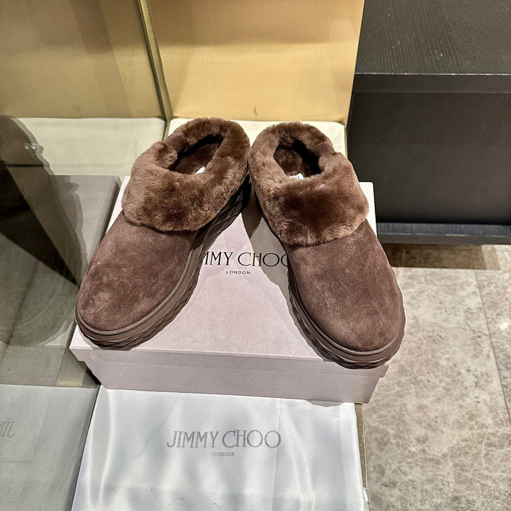 Jimmy Diamond Maxi Mules Coffee Suede Shearing 538897