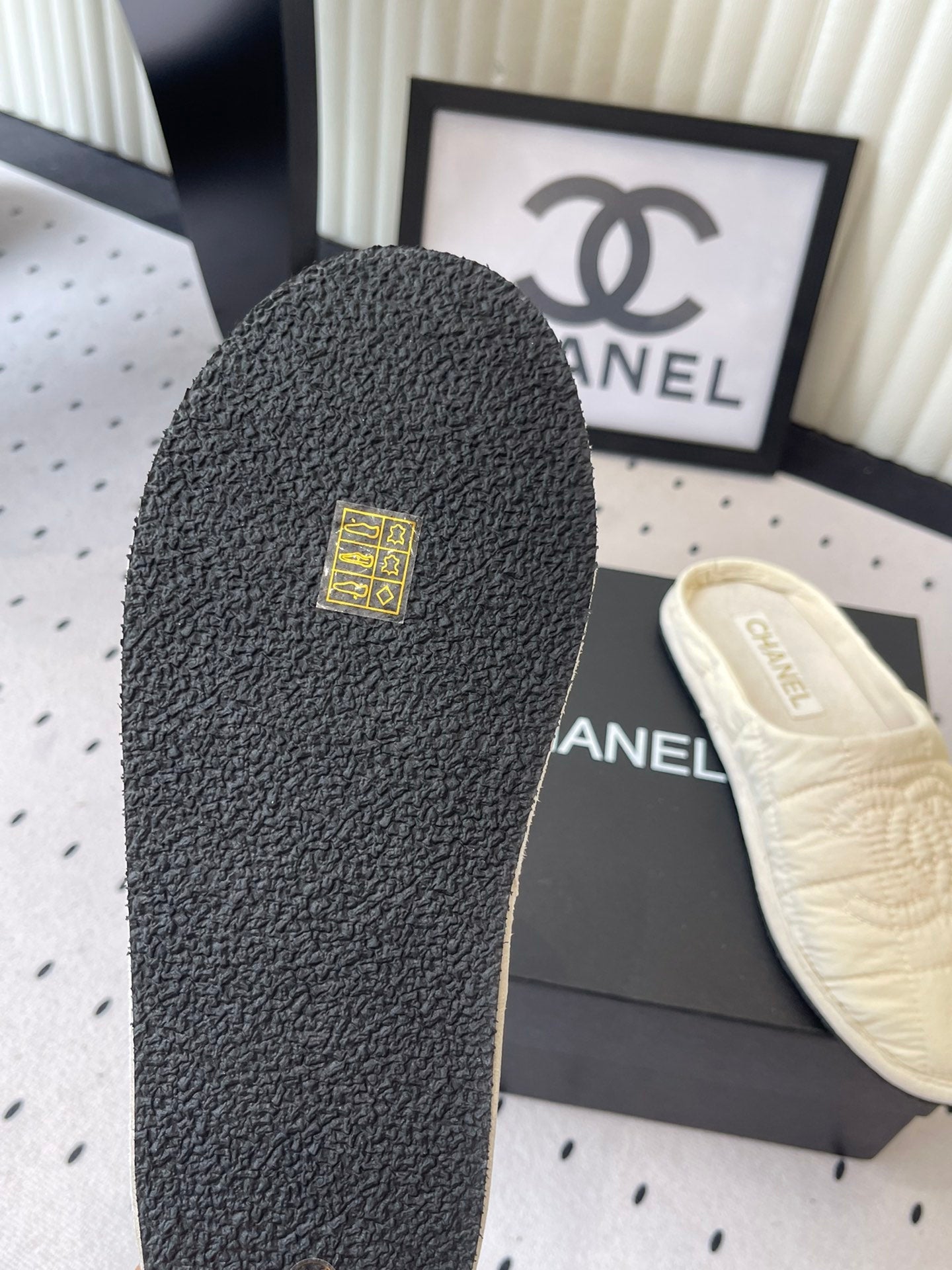 CC New Down-Filled Couple Slippers Ivory Technical Fabric