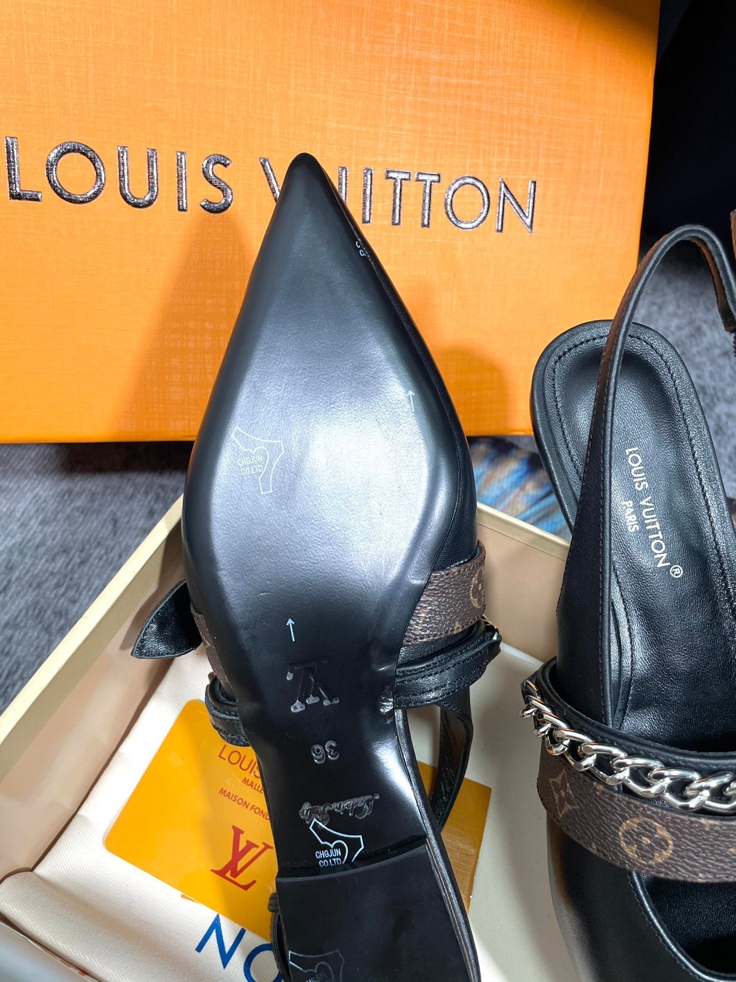 LV Vibe Slingback Flat Black Calfskin 575680