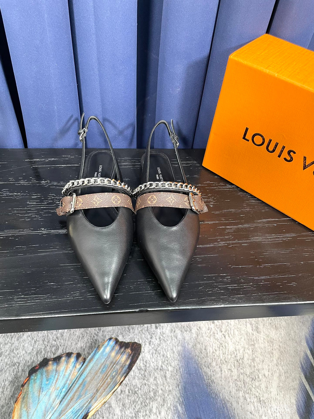 LV Vibe Slingback Flat Black Calfskin 575680
