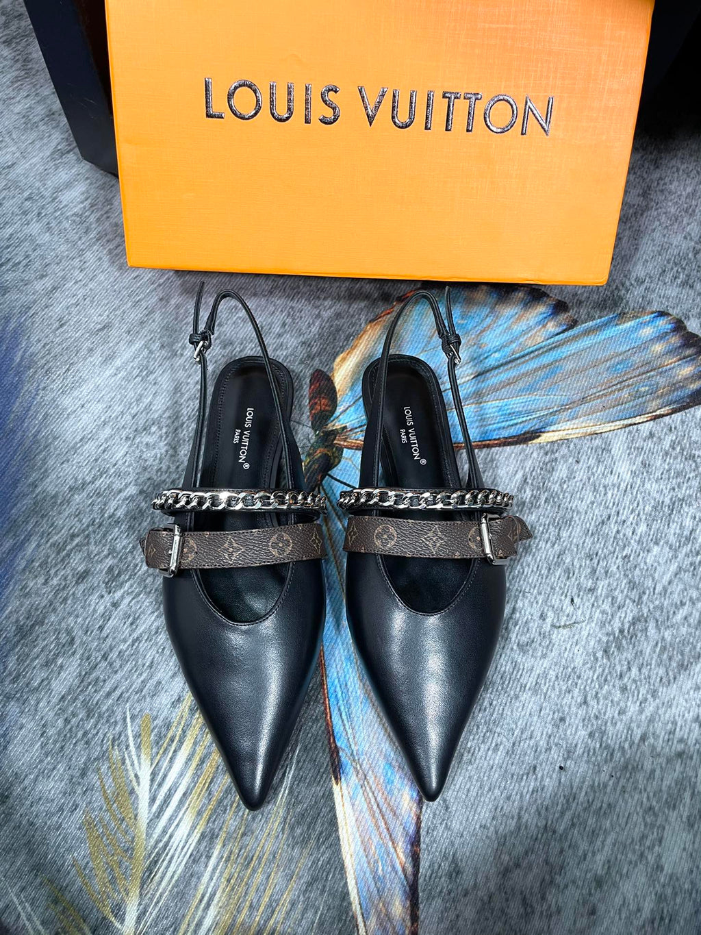 LV Vibe Slingback Flat Black Calfskin 575680