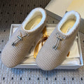 The Row 2025 Striped Furry Slipper Beige White Wool 561638