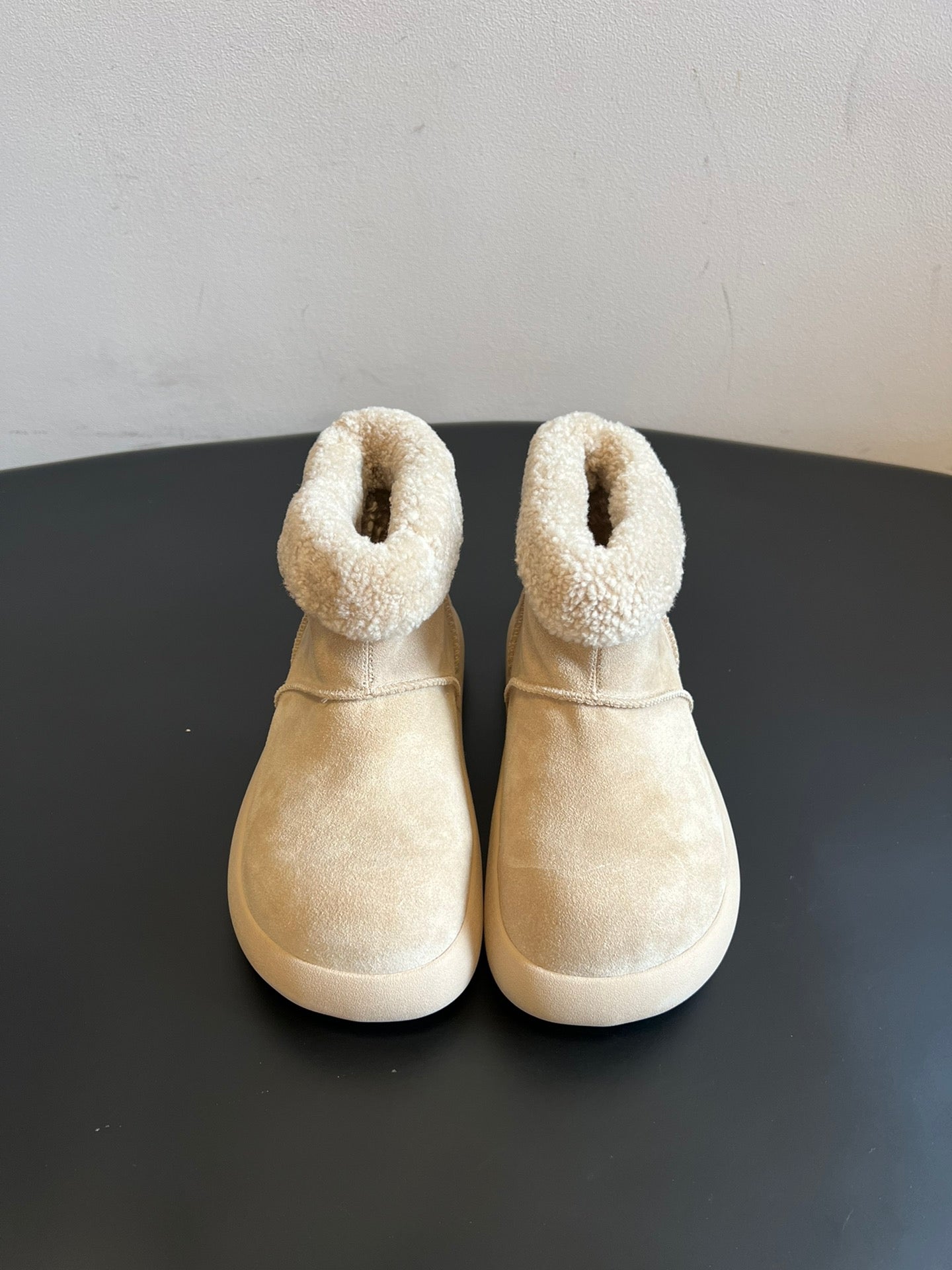 UGG Mini Potato Boots Light Khaki Gray Suede Shearing