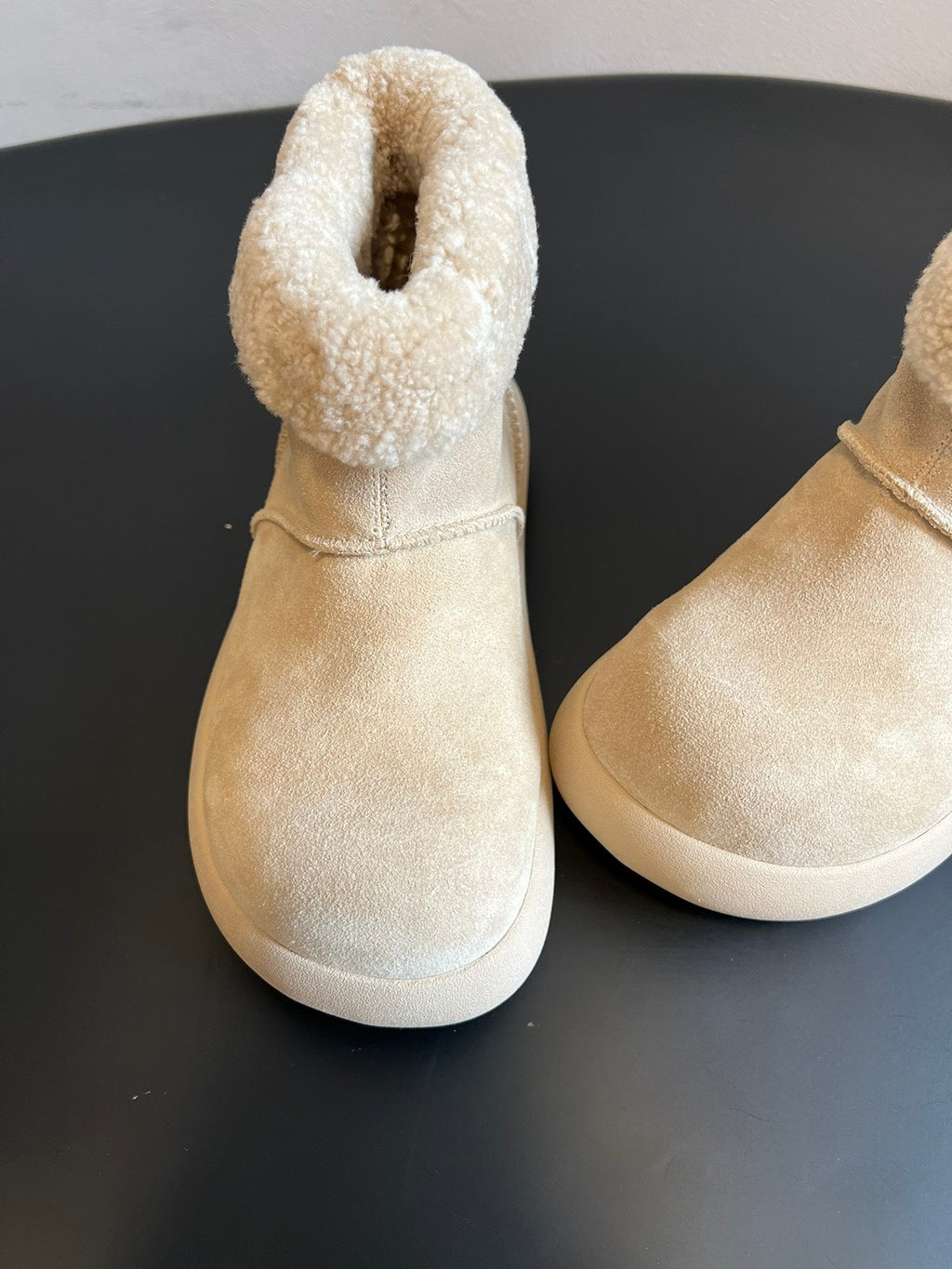 UGG Mini Potato Boots Light Khaki Gray Suede Shearing