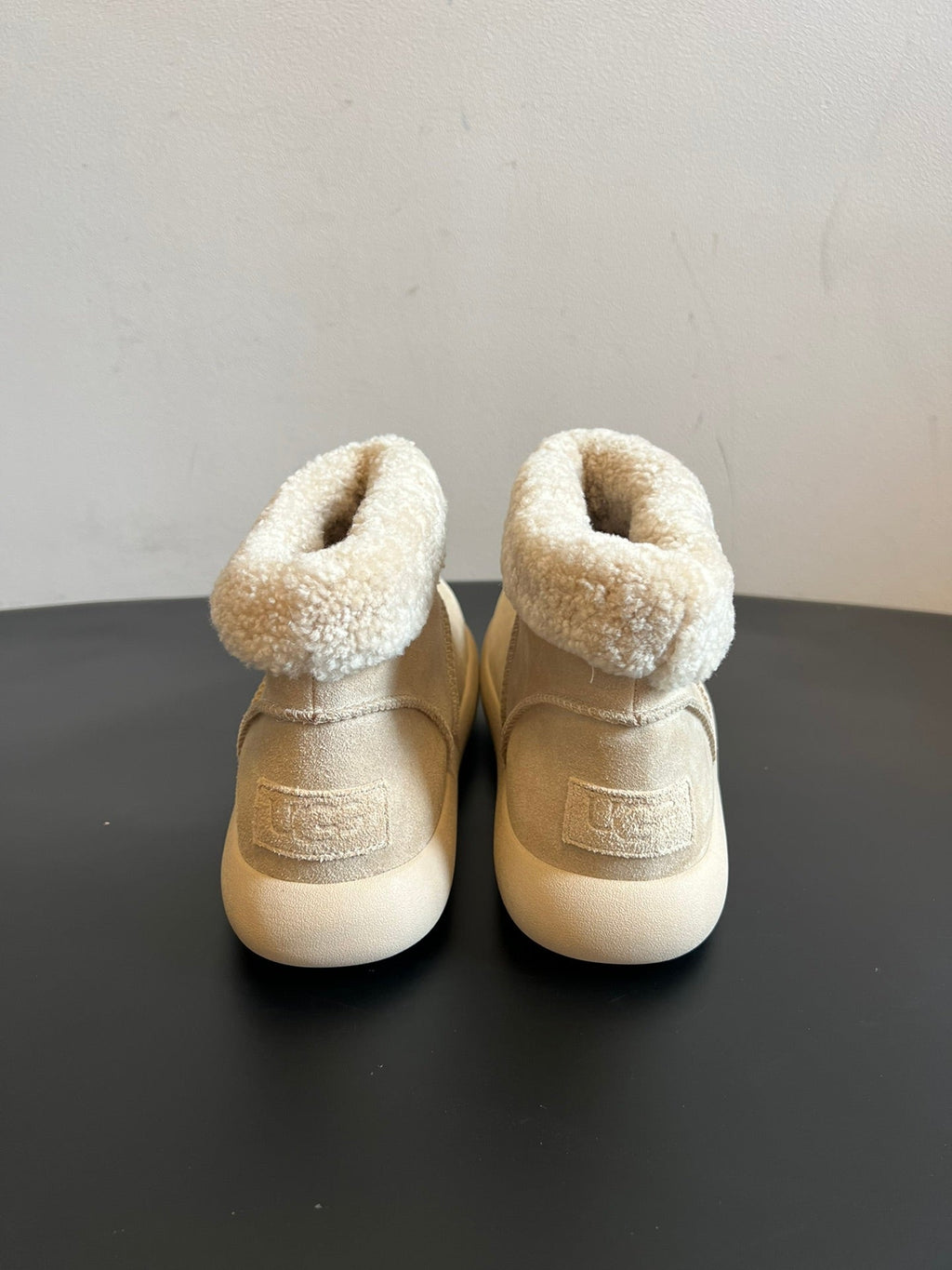 UGG Mini Potato Boots Light Khaki Gray Suede Shearing