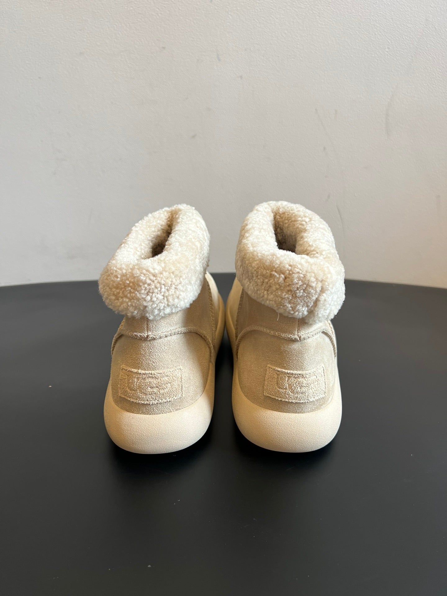 UGG Mini Potato Boots Light Khaki Gray Suede Shearing