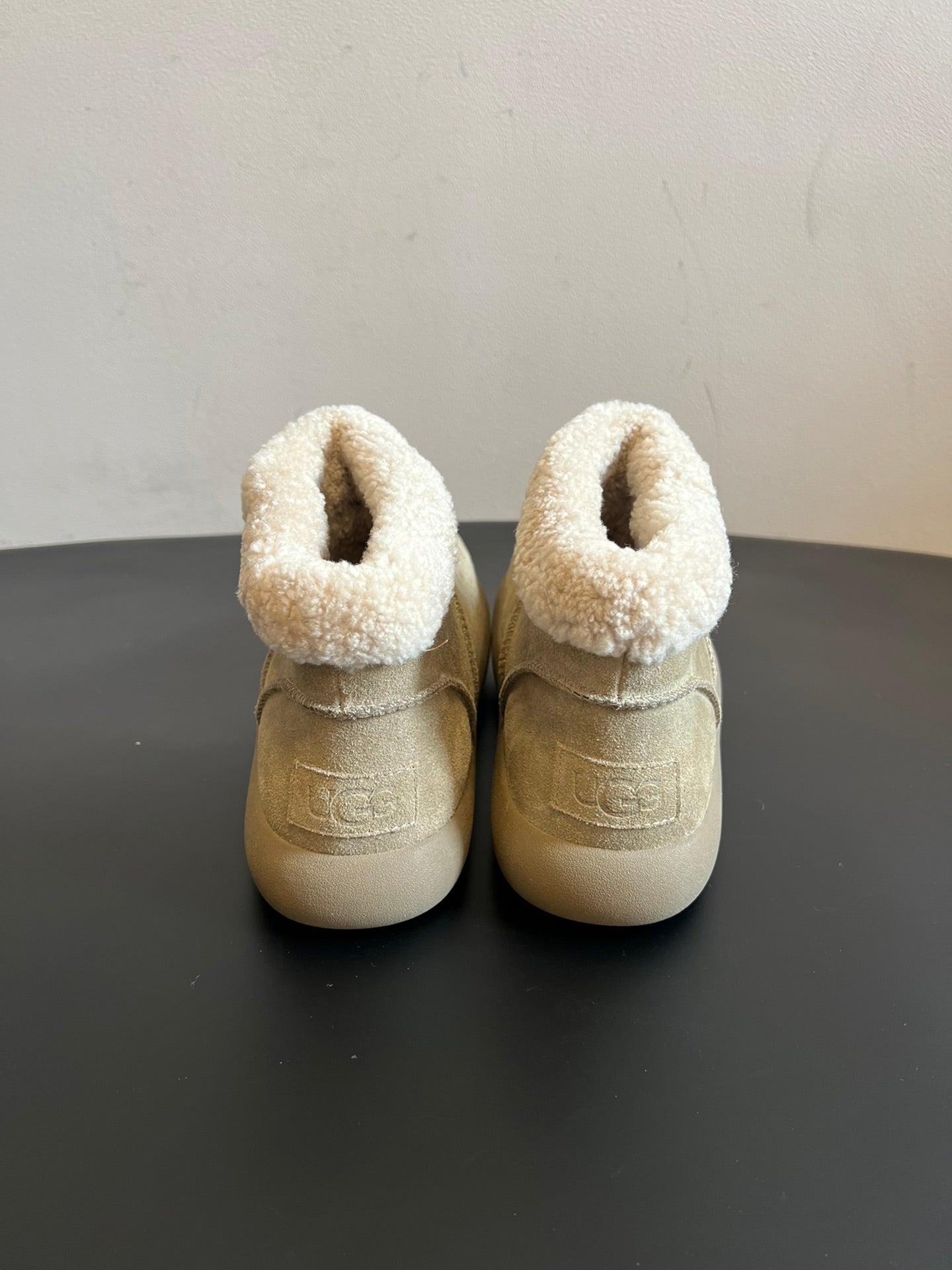 UGG Mini Potato Boots Light Taupe Suede Shearing