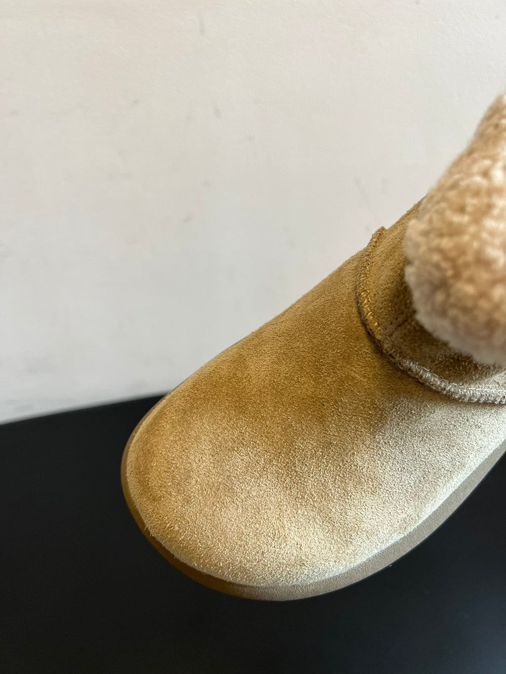 UGG Mini Potato Boots Light Taupe Suede Shearing