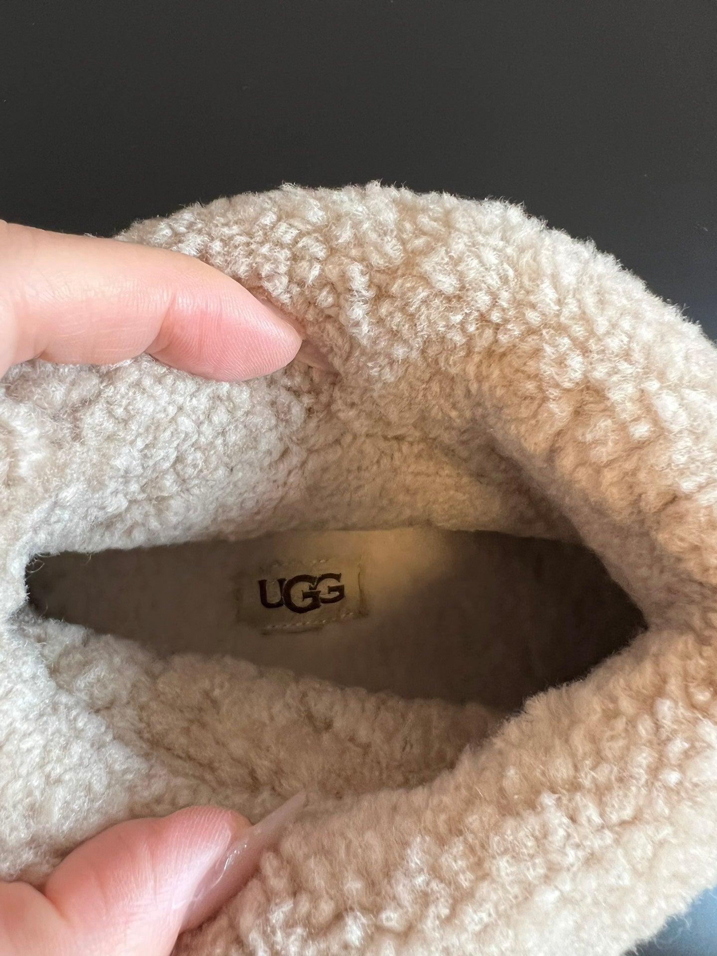 UGG Mini Potato Boots Light Taupe Suede Shearing