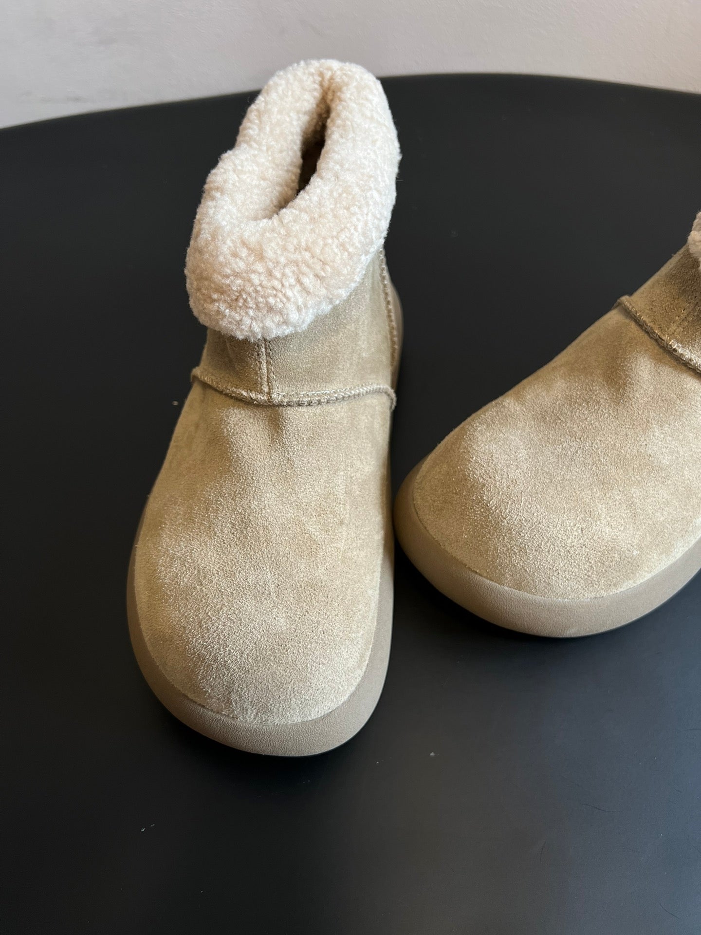 UGG Mini Potato Boots Light Taupe Suede Shearing