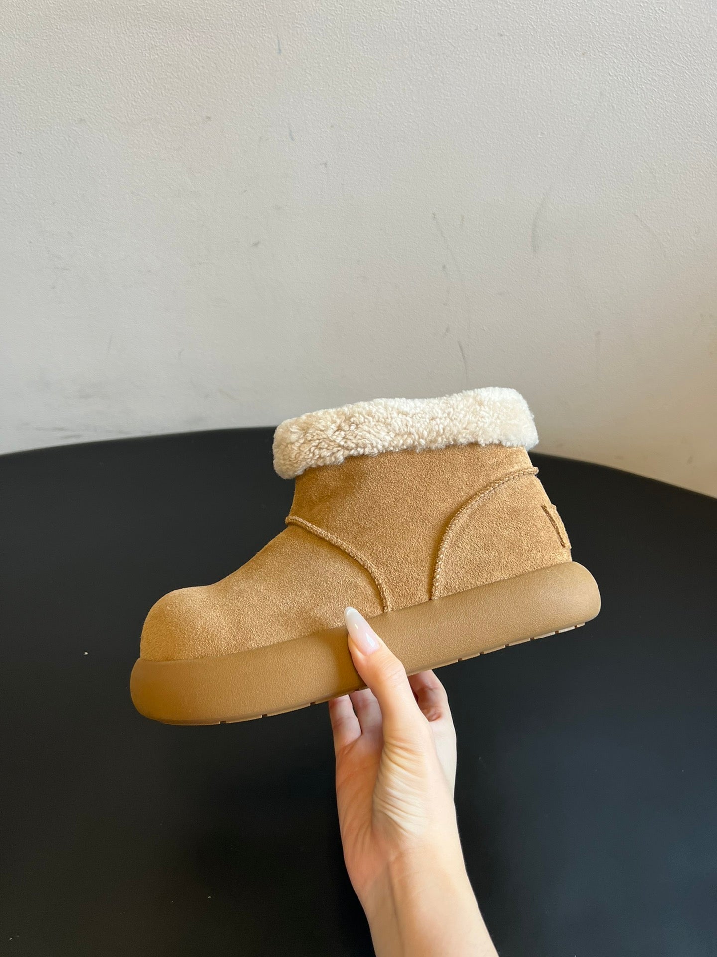 UGG Mini Potato Boots Light Brown Suede Shearing