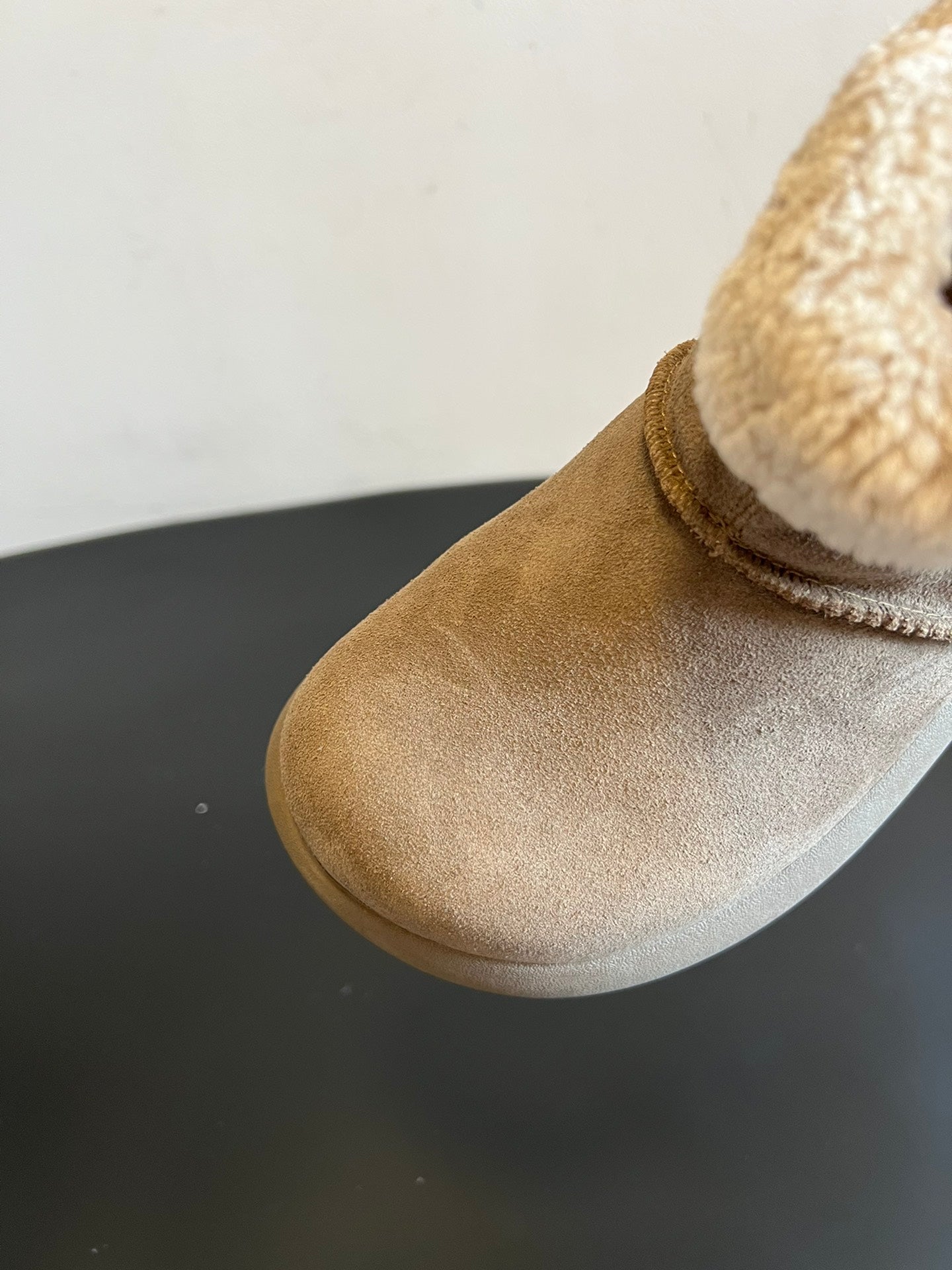 UGG Mini Potato Boots Taupe Suede Shearing