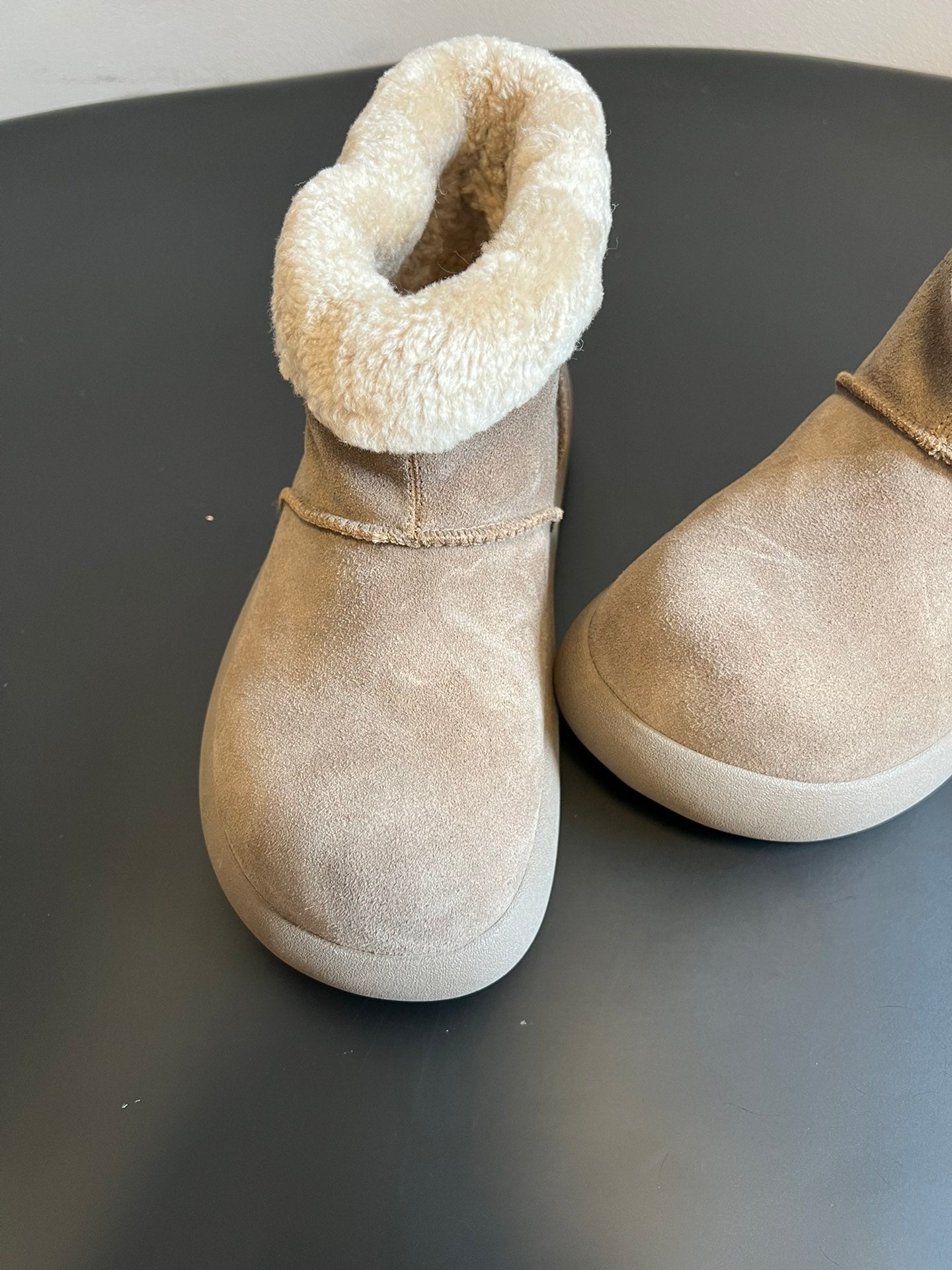 UGG Mini Potato Boots Taupe Suede Shearing