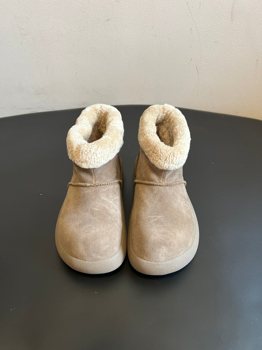 UGG Mini Potato Boots Taupe Suede Shearing