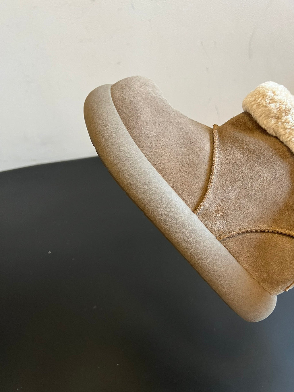 UGG Mini Potato Boots Taupe Suede Shearing