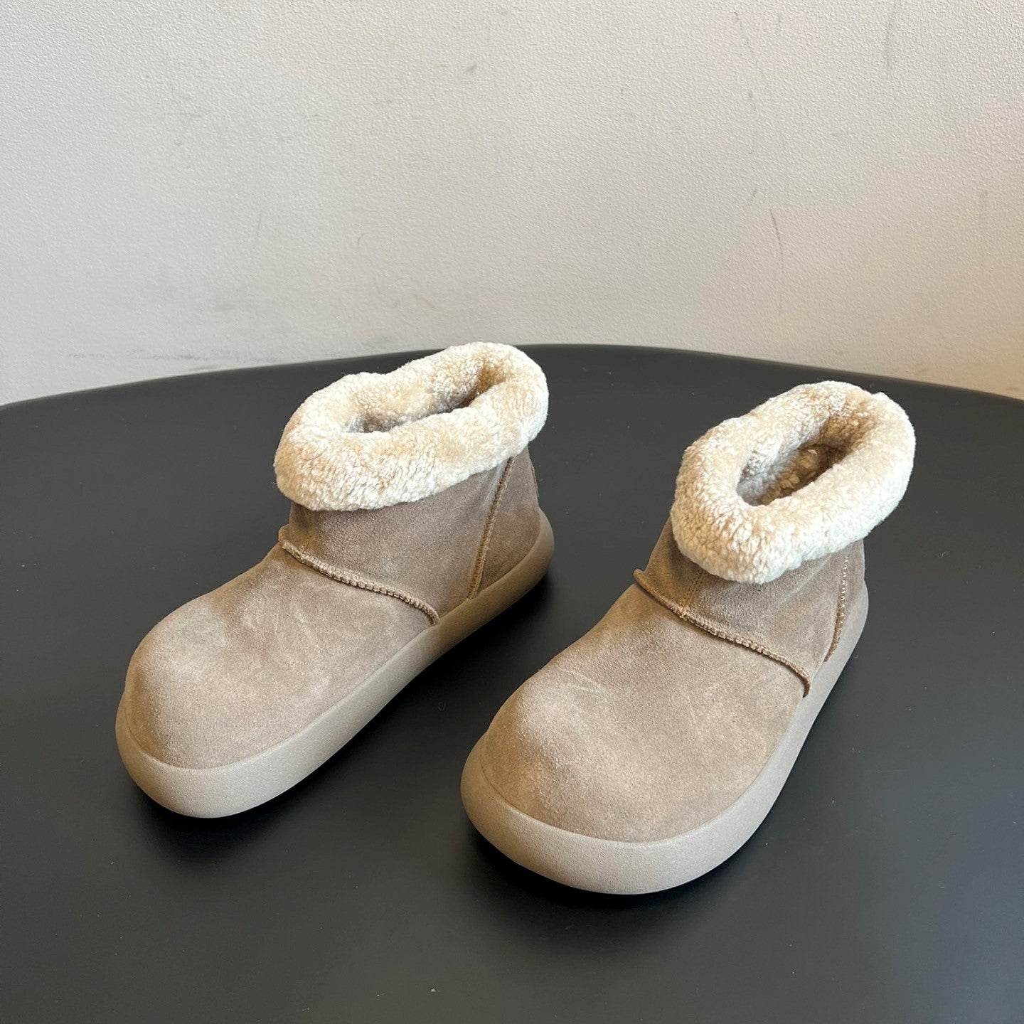 UGG Mini Potato Boots Taupe Suede Shearing