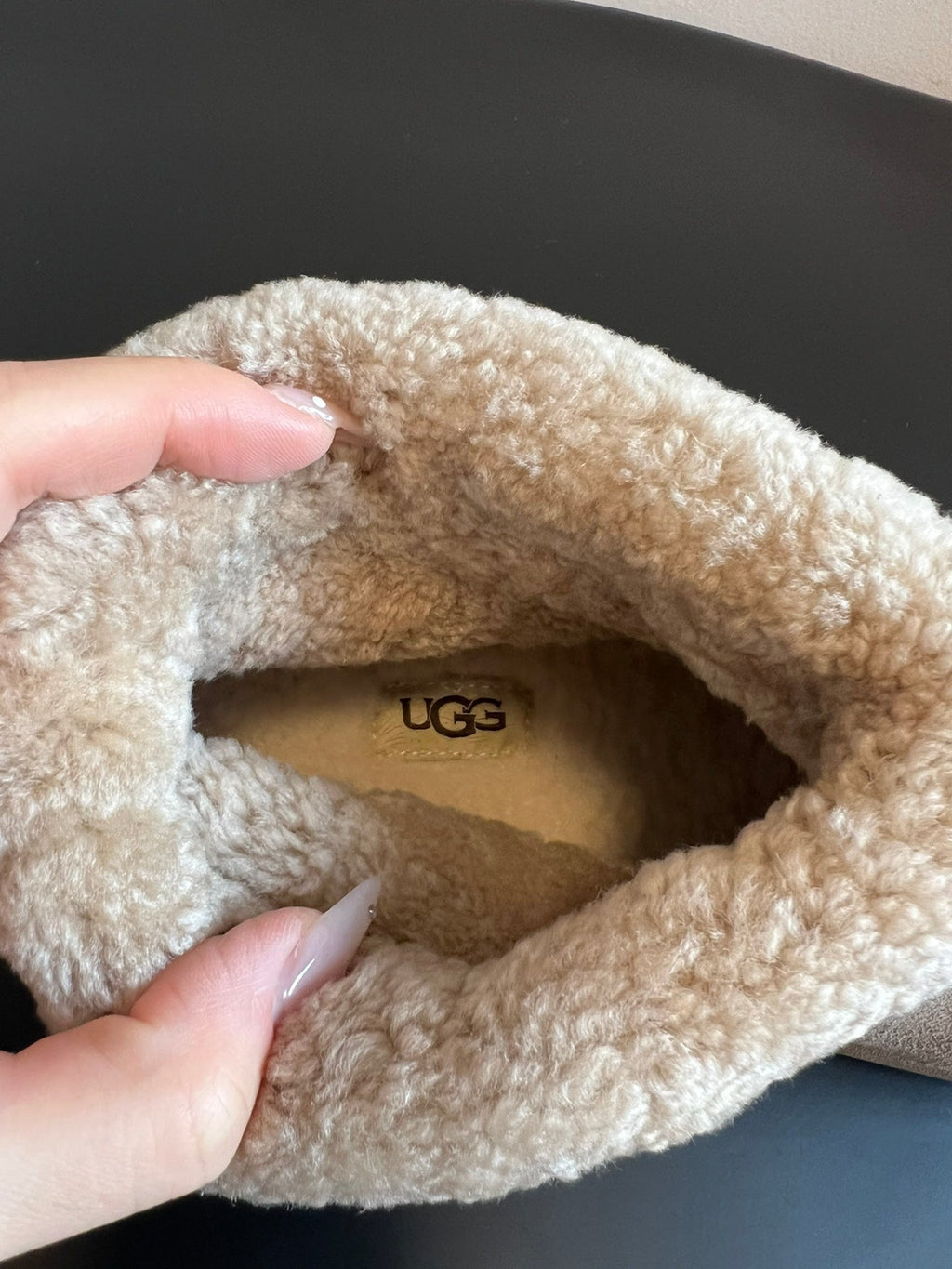 UGG Mini Potato Boots Taupe Suede Shearing