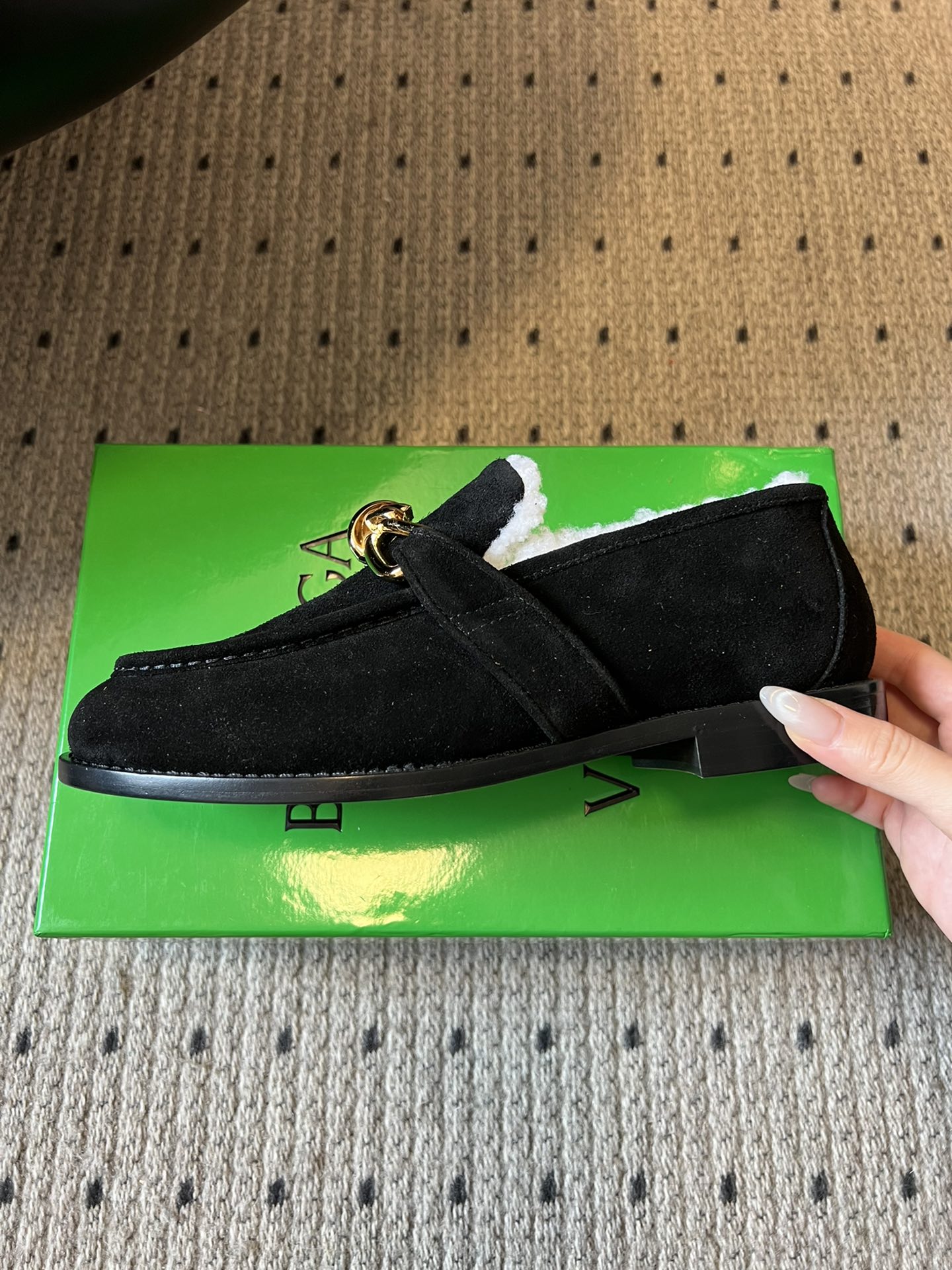 BV Astaire Loafer Black Shearing Suede 548542