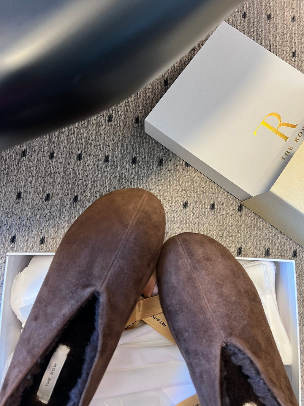 The Row 2025 Stella slip-on Shoe Brown Suede Wool 561642