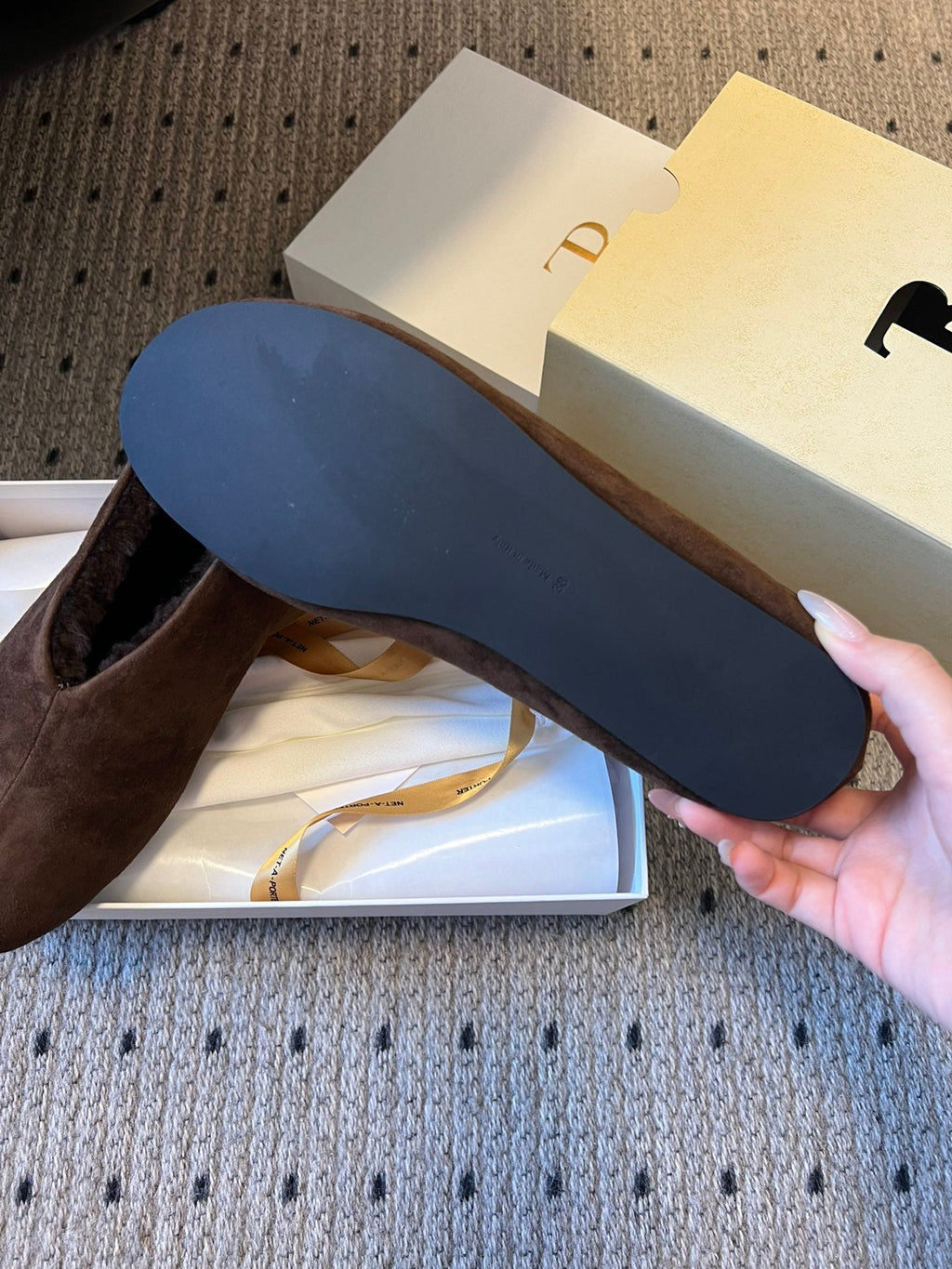 The Row 2025 Stella slip-on Shoe Brown Suede Wool 561642