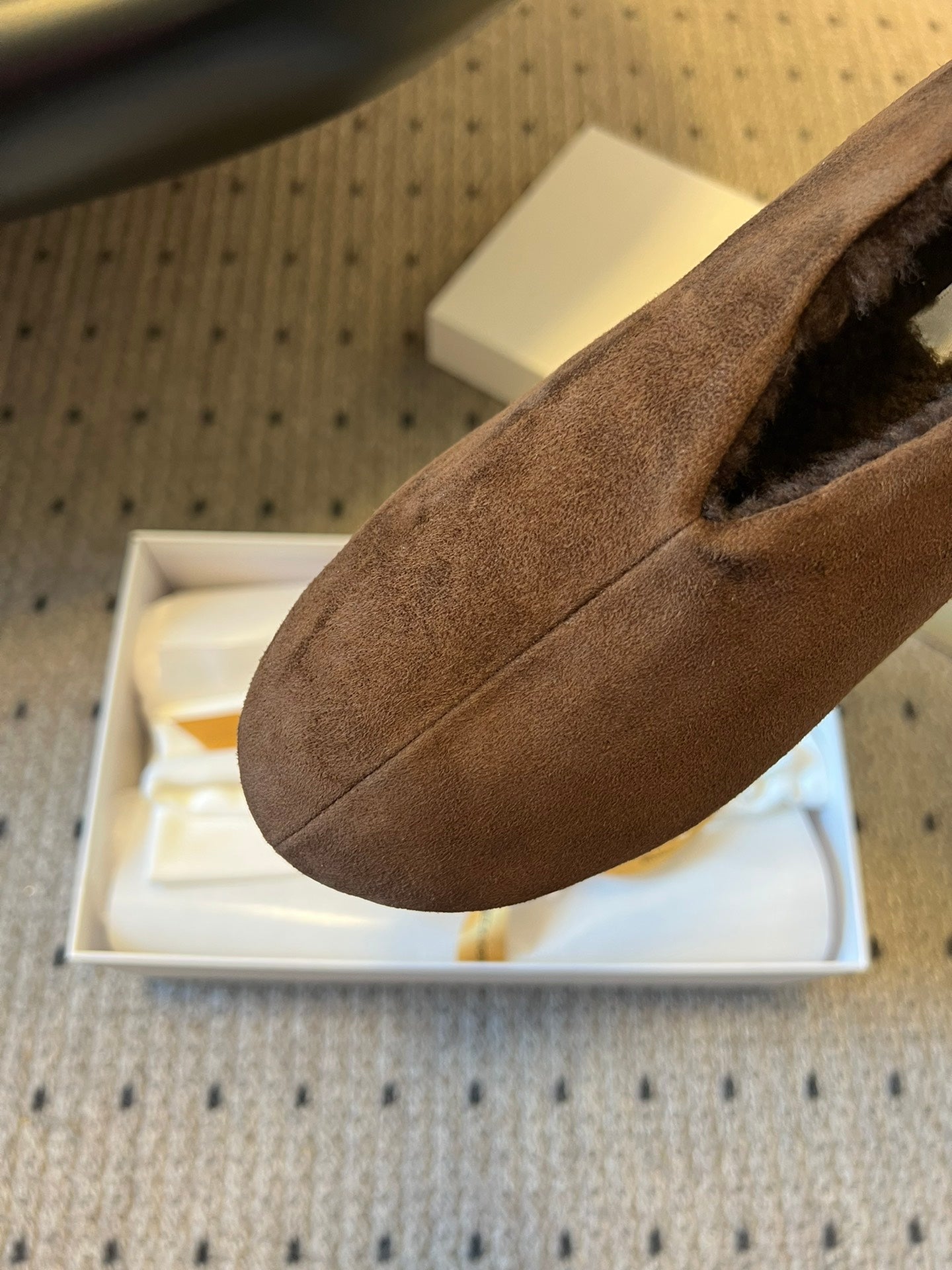 The Row 2025 Stella slip-on Shoe Brown Suede Wool 561642