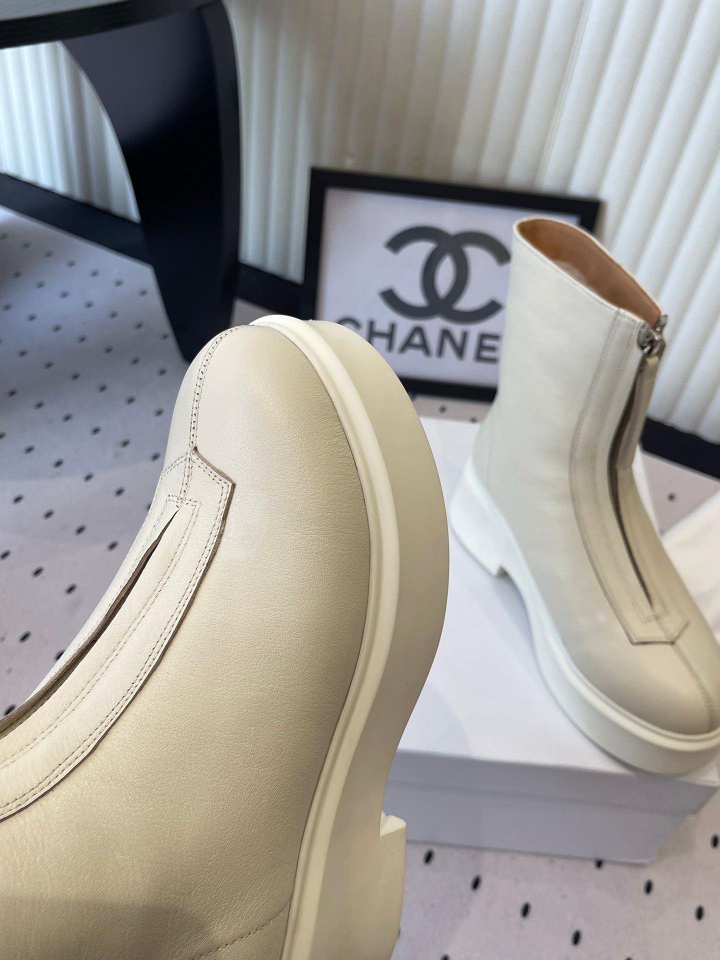 The Row 2025 Zipped Ankle Boot White Cowhide 554601