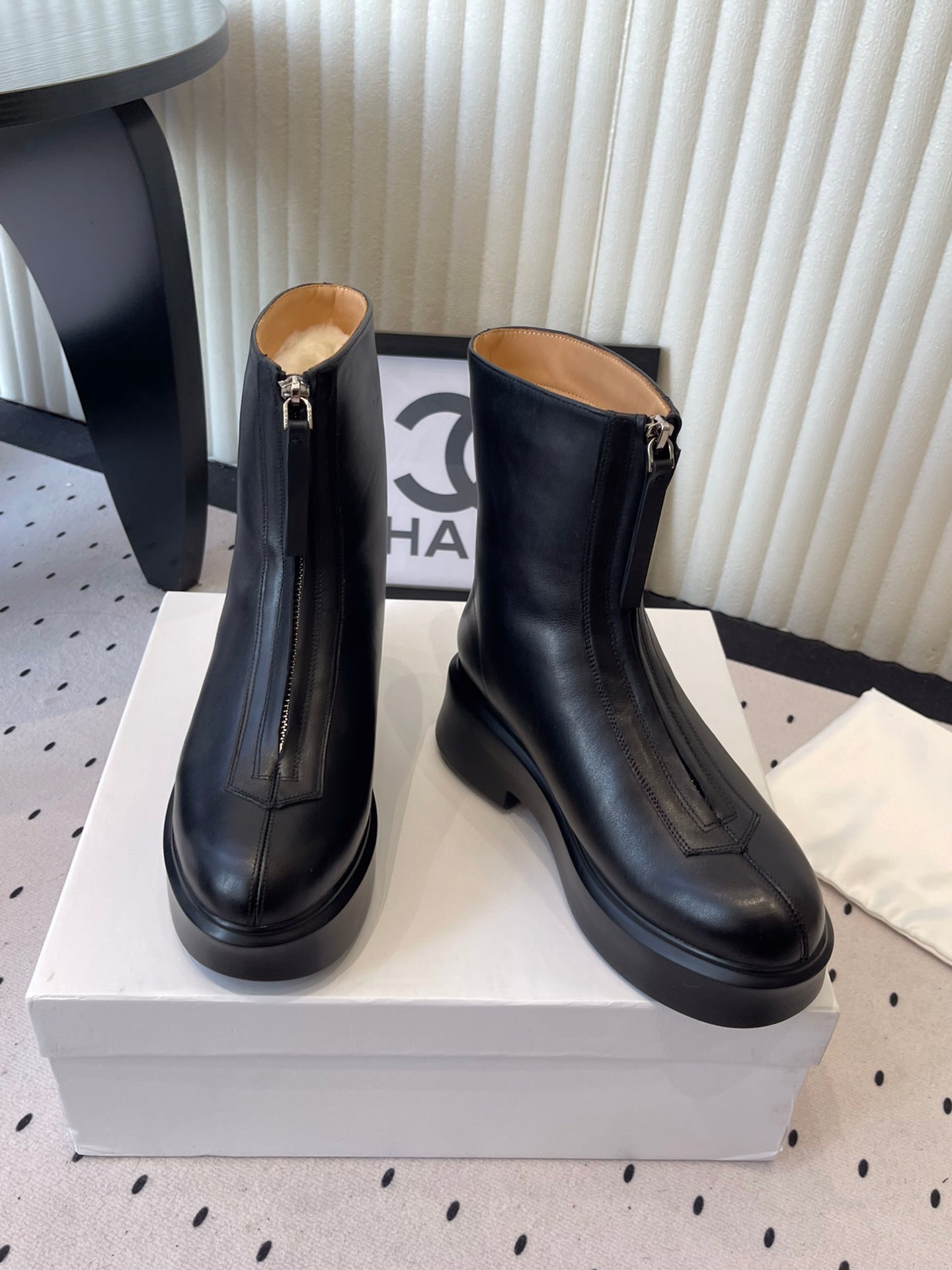 The Row 2025 Zipped Ankle Boot Black Cowhide 554602