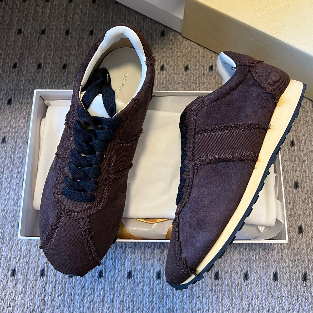 The Row 2025 Smiley Face Sneaker Gray Suede 561650