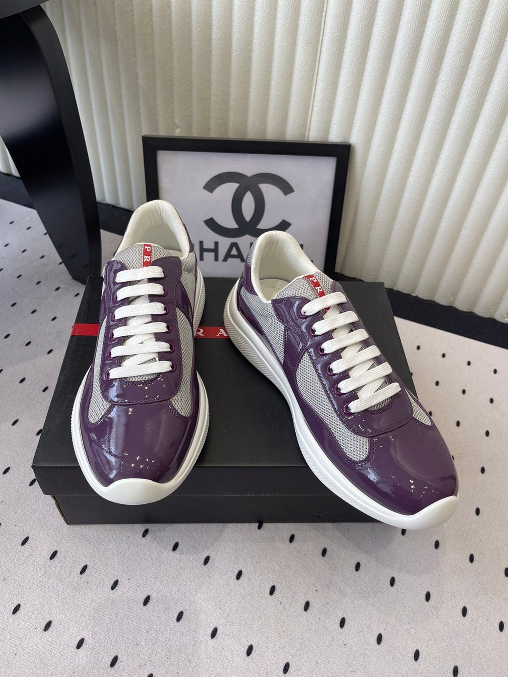 Pra 2025 Sneaker Purple mix Gray Patent Leather Mesh 554579