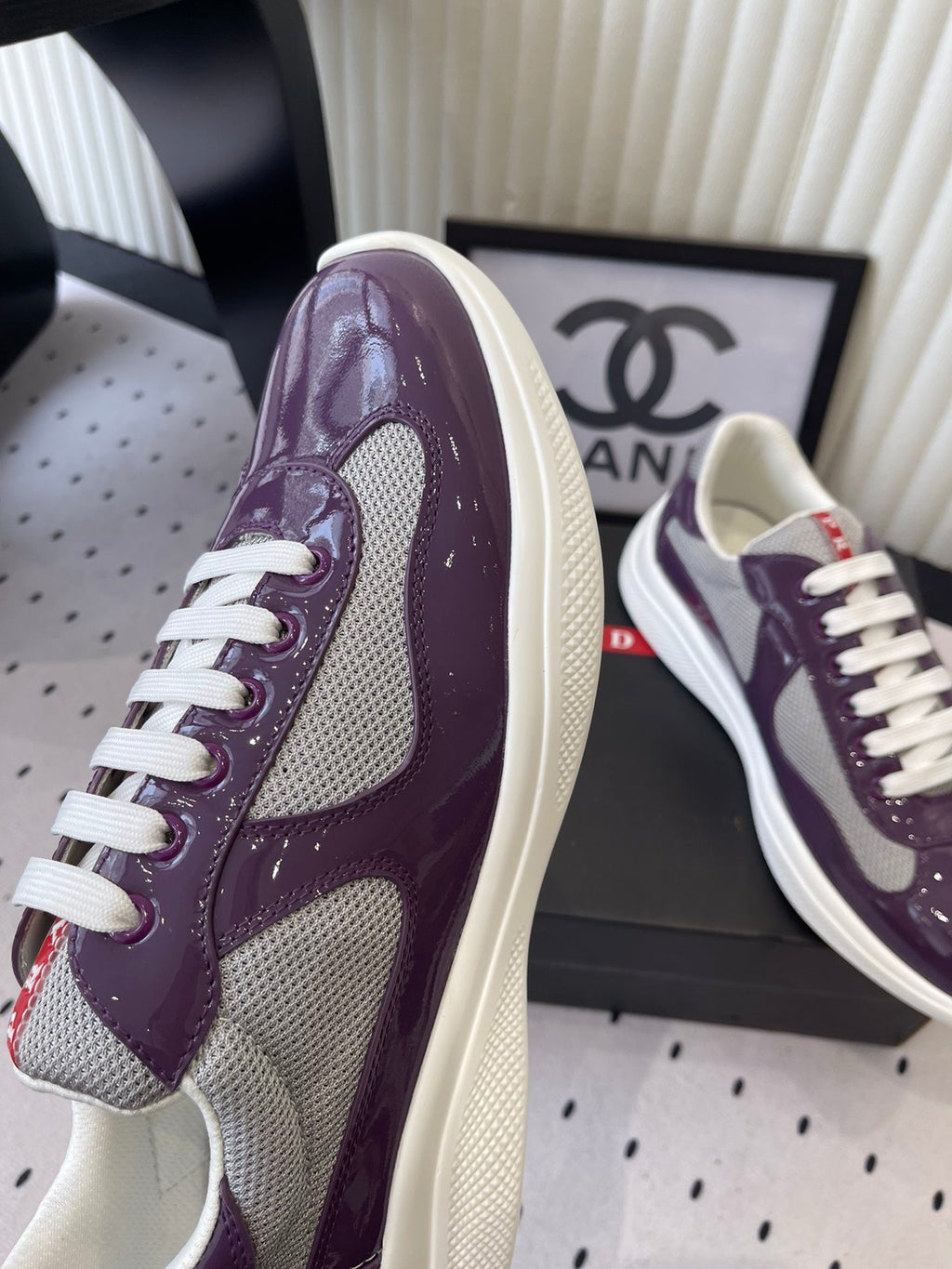 Pra 2025 Sneaker Purple mix Gray Patent Leather Mesh 554579
