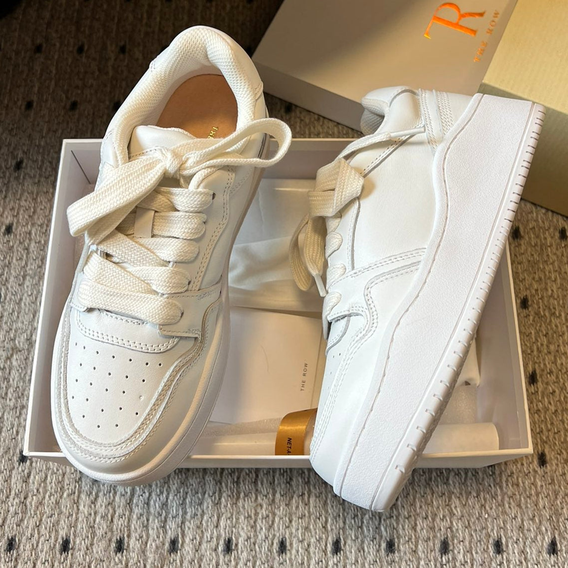 The Row 2025 Smiley Face Sneaker White Cowhide 561652