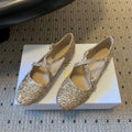 CD Very Ballet Flat Gold Lambskin & Glitter