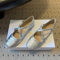 CD Very Ballet Flat Sliver Lambskin & Glitter