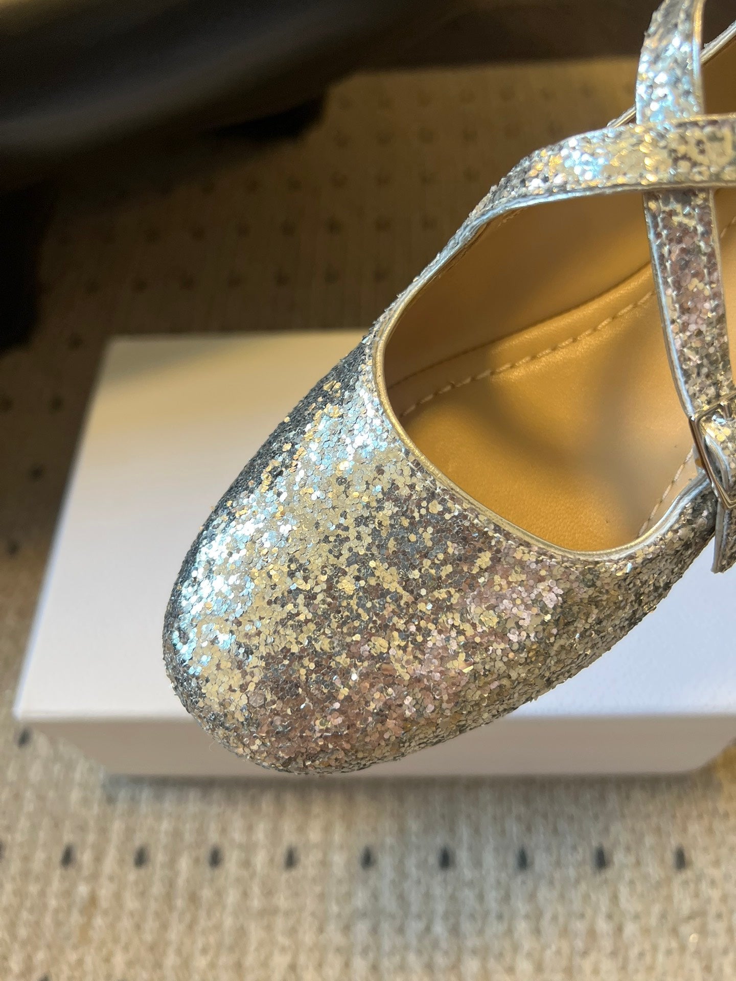 CD Very Ballet Flat Sliver Lambskin & Glitter