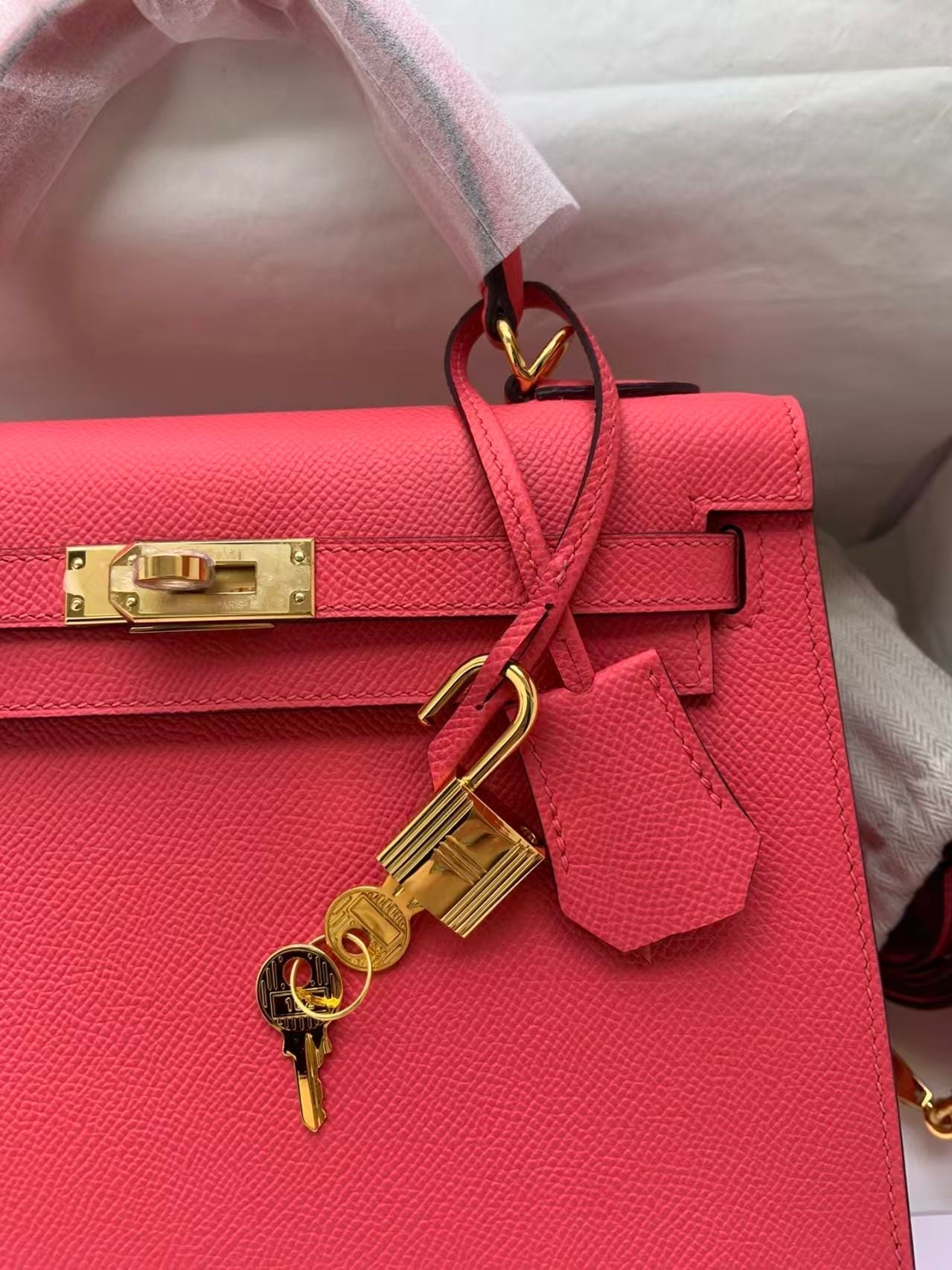 HM Kelly Sellier 25 Bag Rose Extreme Epsom Leather