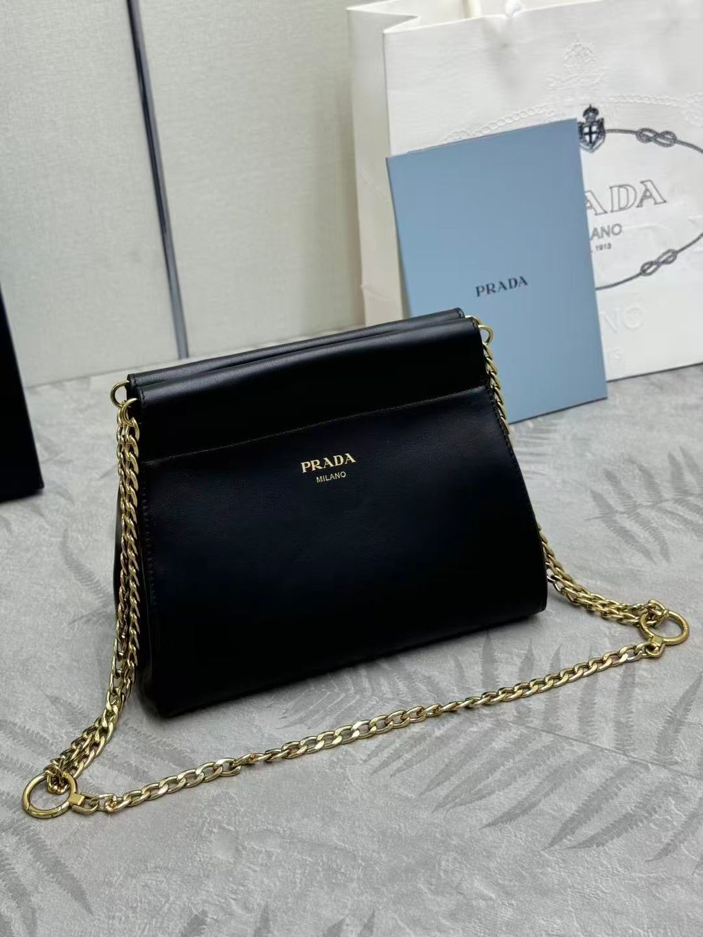 Prada Enchaîné Mini Leather Bag Black Calskin