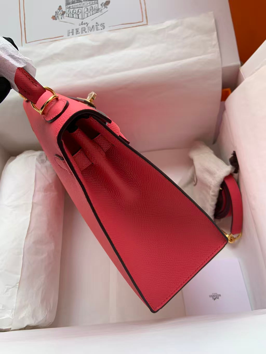 HM Kelly Sellier 25 Bag Rose Extreme Epsom Leather