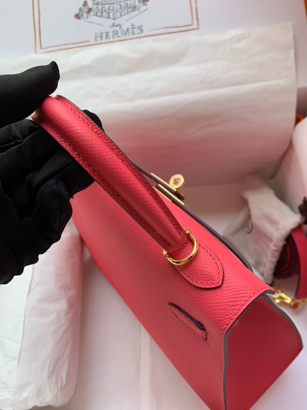 HM Kelly Sellier 25 Bag Rose Extreme Epsom Leather