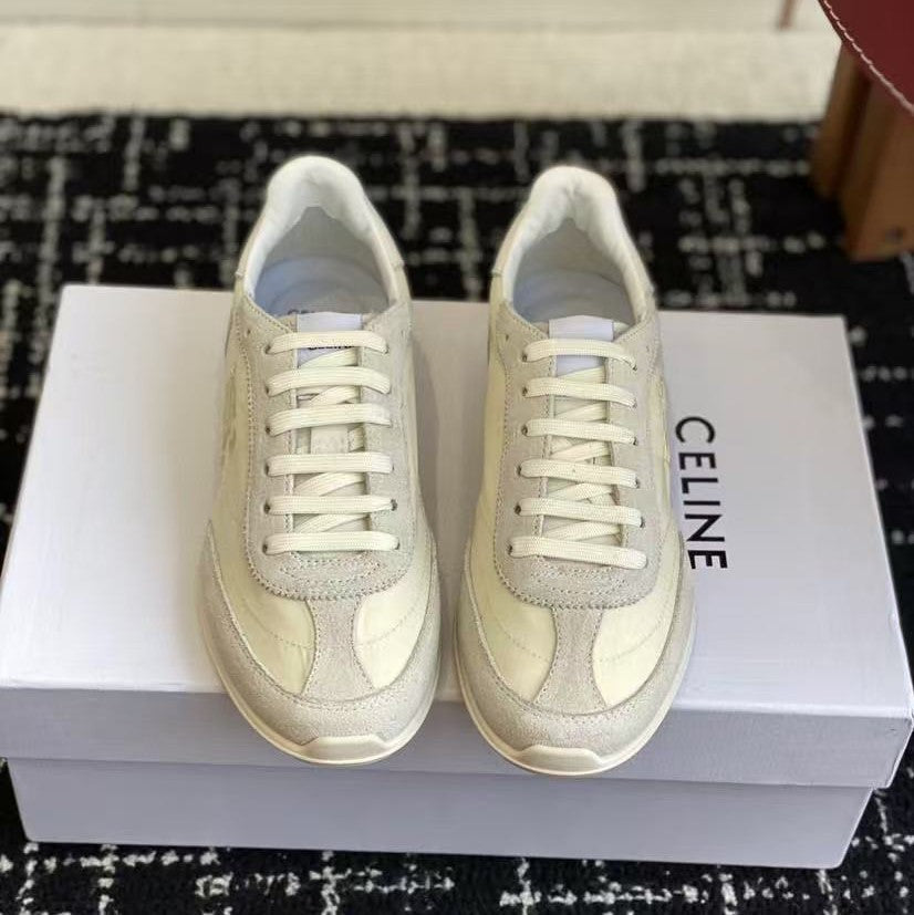 Celine Racer Low Top Sneaker Vanila Grey Suede Fabric
