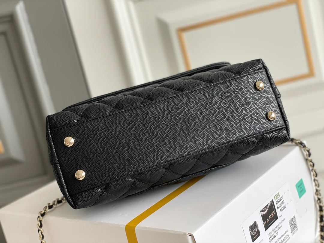 Chanel Coco Handle Black Bag Handle Flap Small/Mini Bag Black - 24x14x10cm