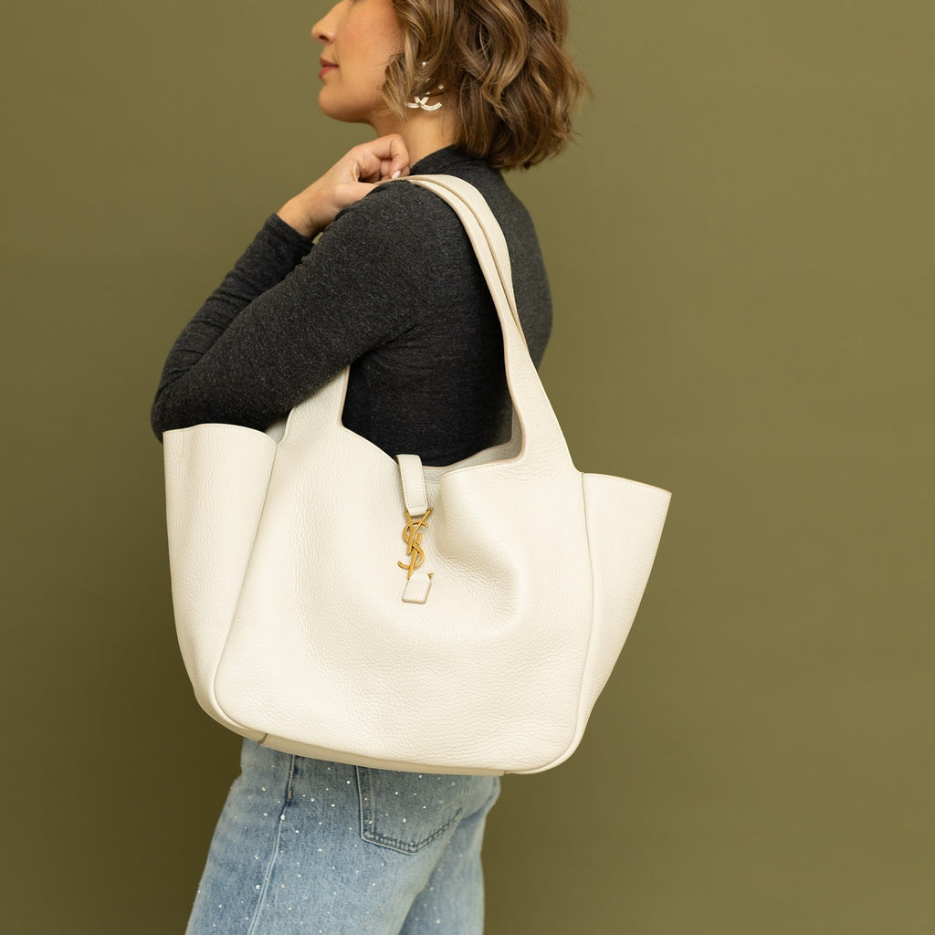 SAINT LAURENT Le 5 _ 7 Bea textured-leather tote